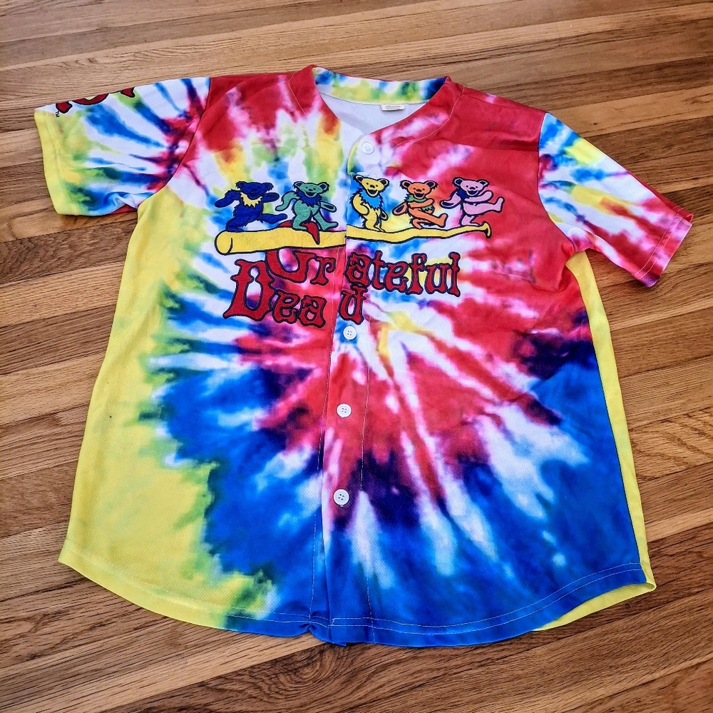 Rare St. Louis Cardinals Grateful Dead Bears Tie Dyed Baseball Jersey Size Med